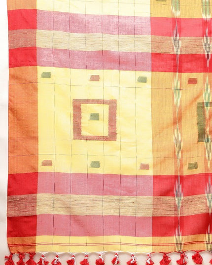 DESH BIDESH Yellow & Green Kotki Design Pure Cotton Taant Saree