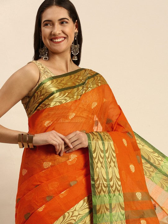 DESH BIDESH Woven Design Pure Cotton Taant Saree