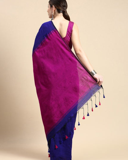 Elegant Dual-Tone Cotton Silk Saree with Unstitched Blouse Piece for Women