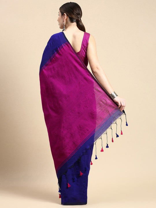 Elegant Dual-Tone Cotton Silk Saree with Unstitched Blouse Piece for Women