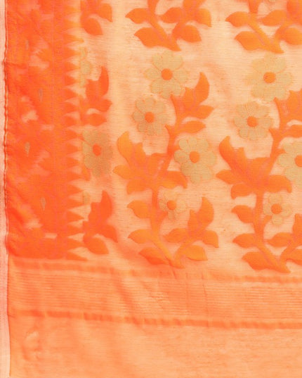 DESH BIDESH Pure Cotton Jamdani Saree with Woven Ethnic Motifs