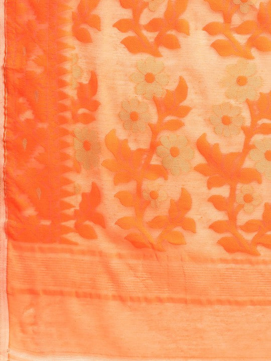 DESH BIDESH Pure Cotton Jamdani Saree with Woven Ethnic Motifs