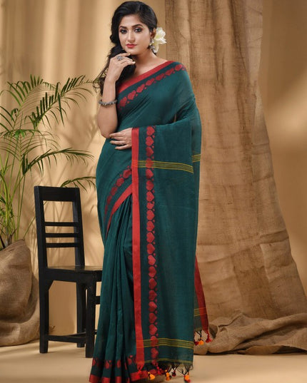 DESH BIDESH Ethnic Motifs Woven Design Pure Cotton Taant Saree