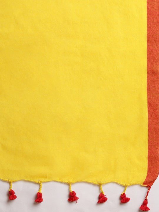 DESH BIDESH Solid Pure Cotton Taant Saree