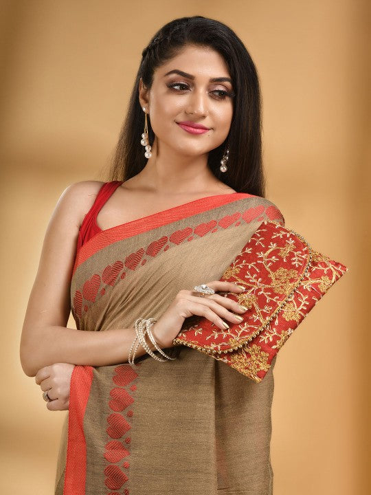 DESH BIDESH Bengali Pure Cotton Handloom Taant Saree