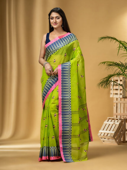 DESH BIDESH Ethnic Motifs Woven Design Pure Cotton Taant Saree