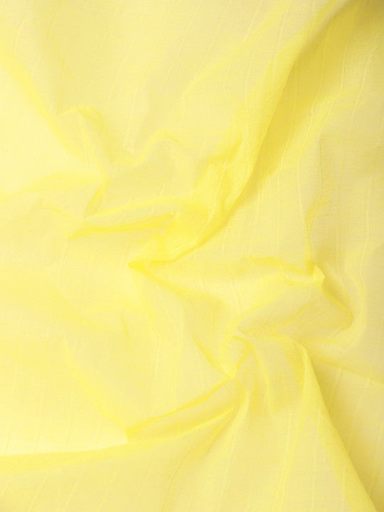 DESH BIDESH Yellow & Purple Ethnic Motifs Pure Cotton Taant Saree