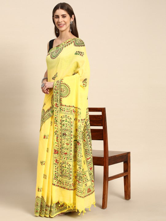 DESH BIDESH Warli Pure Cotton Taant Saree