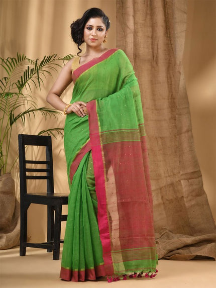 DESH BIDESH Ethnic Motifs Woven Design Taant Saree