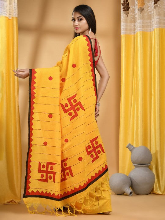 DESH BIDESH Pure Cotton Handloom Taant Saree