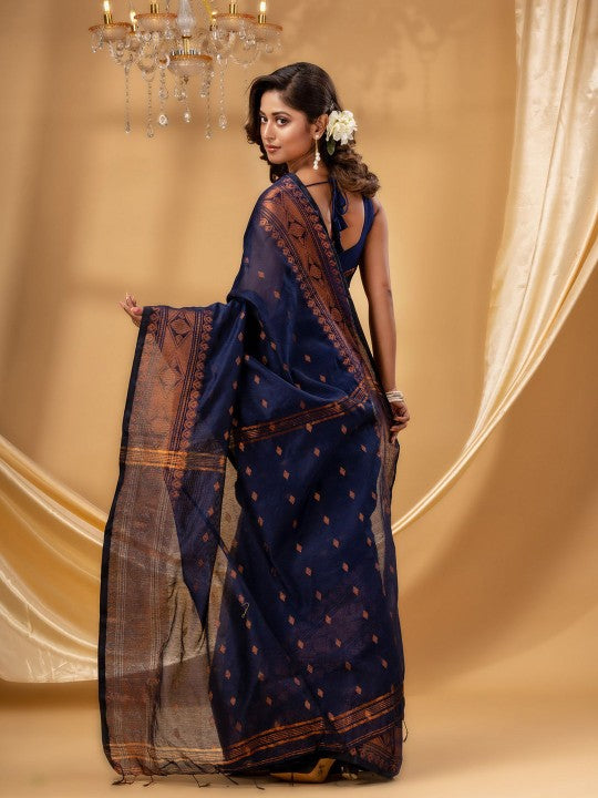 DESH BIDESH Woven Design Zari Silk Cotton Taant Saree