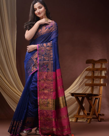 DESH BIDESH Floral Woven Design Zari Maheshwari Saree