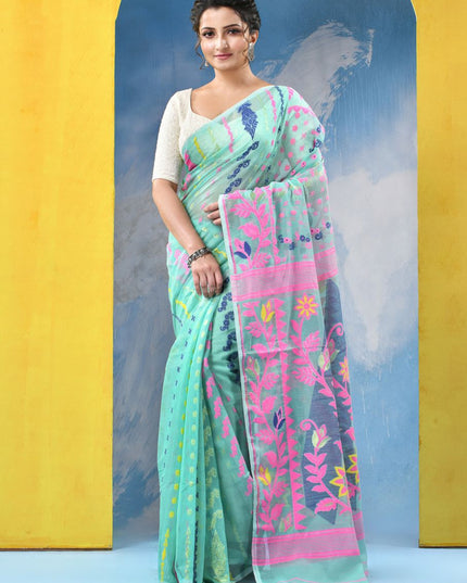 Exquisite Floral Woven Design Jamdani Saree for Women - Traditional Indian Attire