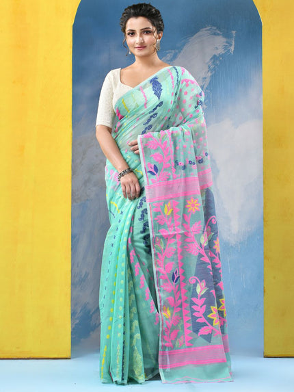 Exquisite Floral Woven Design Jamdani Saree for Women - Traditional Indian Attire