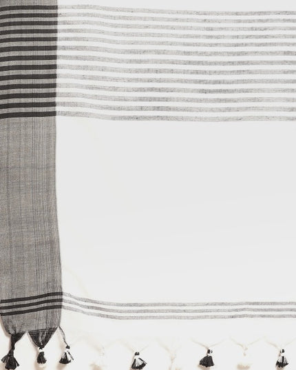 DESH BIDESH Black & Grey Woven Design Pure Cotton Taant Saree