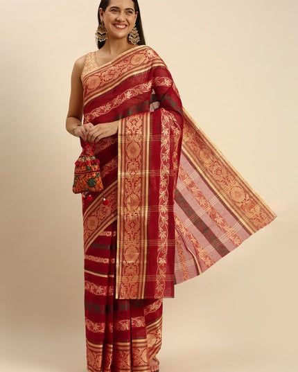 DESH BIDESH Woven Design Pure Cotton Taant Saree