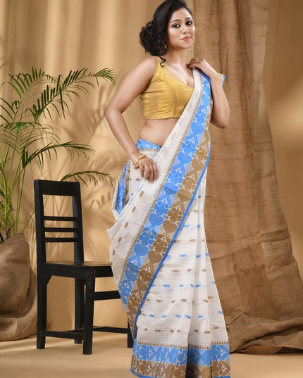 DESH BIDESH Ethnic Motif Woven Design Pure Cotton Taant Saree