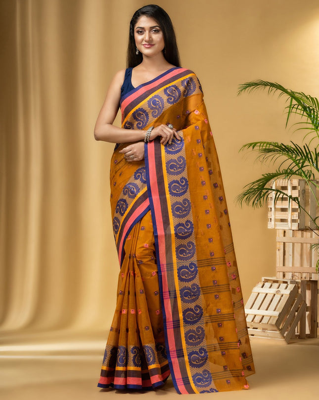 DESH BIDESH Ethnic Motifs Woven Design Pure Cotton Taant Saree