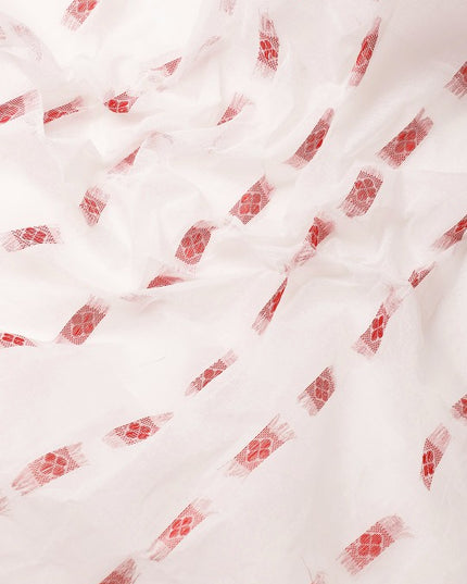 DESH BIDESH Red & White Ethnic Motifs Pure Cotton Taant Saree