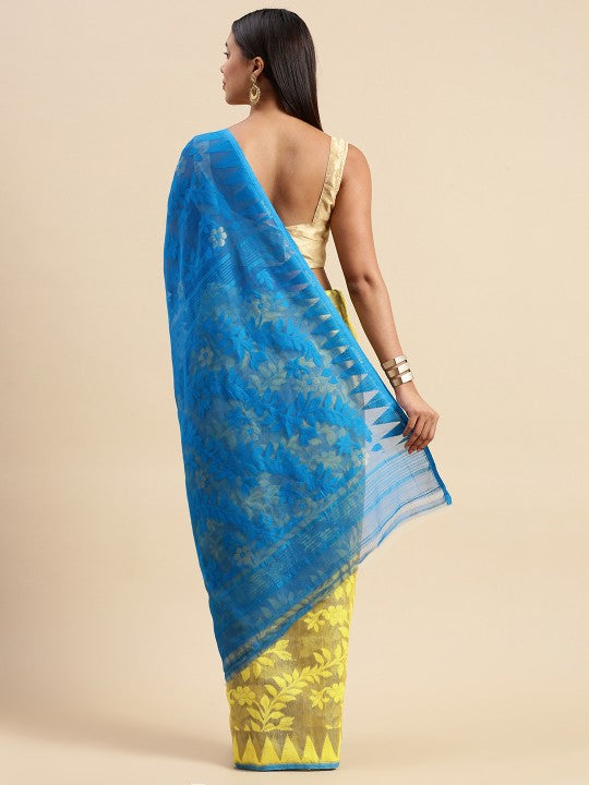 DESH BIDESH Floral Pure Cotton Taant Saree