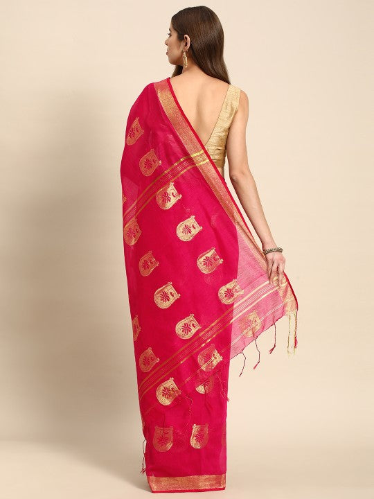 DESH BIDESH Ethnic Motifs Zari Taant Saree