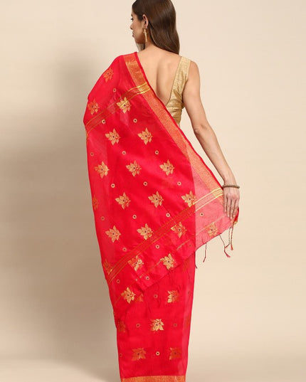DESH BIDESH Ethnic Motifs Zari Taant Saree