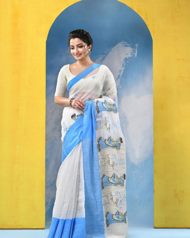 DESH BIDESH Ethnic Motifs Pure Cotton Khadi Saree