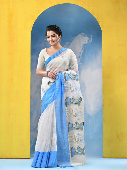 DESH BIDESH Ethnic Motifs Pure Cotton Khadi Saree