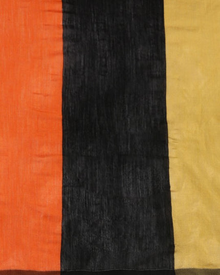 DESH BIDESH Elegant Ghicha Cotton Striped Saree with Unstitched Blouse Piece