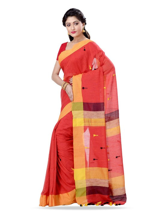 DESH BIDESH Striped Pure Cotton Handloom Taant Saree