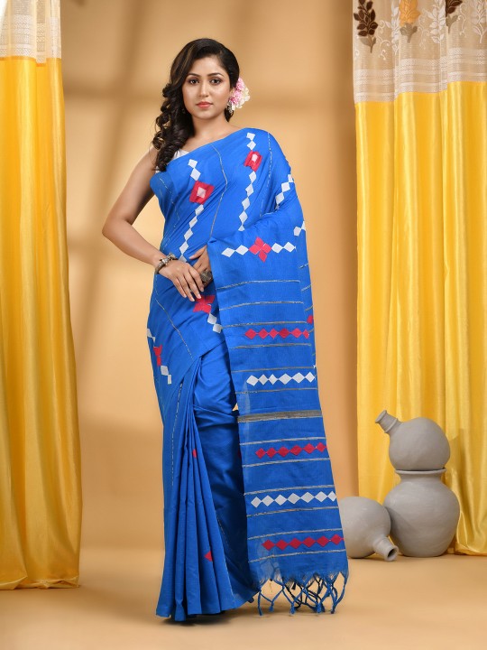 DESH BIDESH Pure Cotton Applique Taant Saree