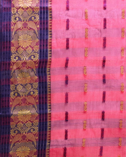 DESH BIDESH Pink Ethnic Motifs Pure Cotton Taant Saree