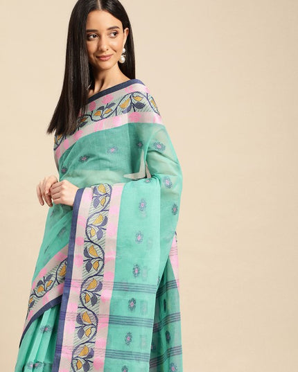 DESH BIDESH Ethnic Motifs Pure Cotton Taant Saree