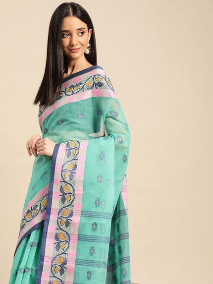 DESH BIDESH Ethnic Motifs Pure Cotton Taant Saree