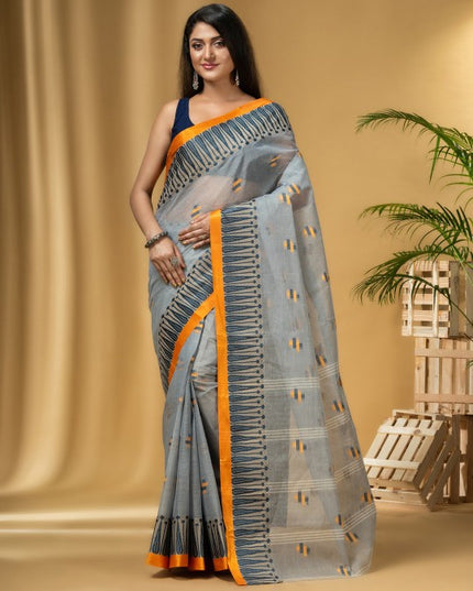 DESH BIDESH Ethnic Motifs Woven Design Pure Cotton Taant Saree