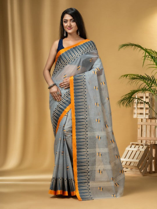 DESH BIDESH Ethnic Motifs Woven Design Pure Cotton Taant Saree