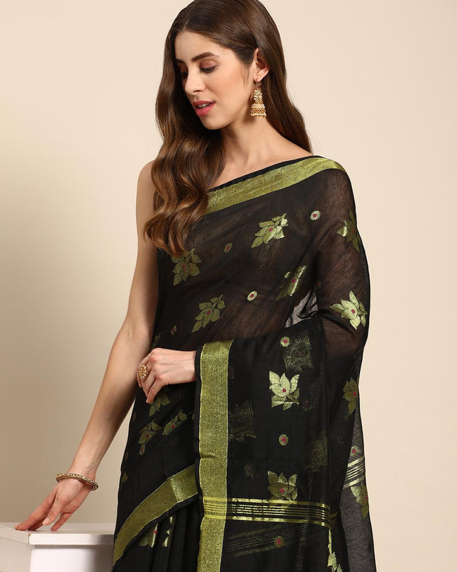 DESH BIDESH Ethnic Motifs Zari Taant Saree