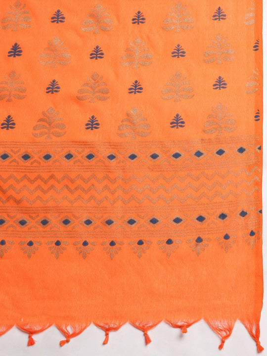 DESH BIDESH Woven Design Ethnic Motifs Pure Cotton Khadi Saree