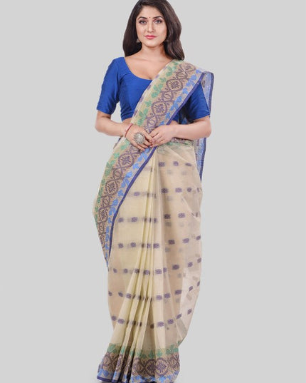 DESH BIDESH Floral Woven Design Pure Cotton Tant Saree