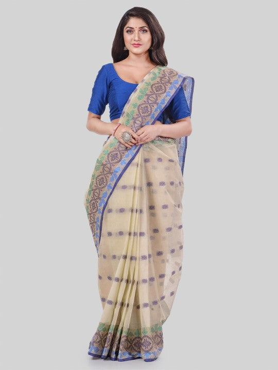 DESH BIDESH Floral Woven Design Pure Cotton Tant Saree
