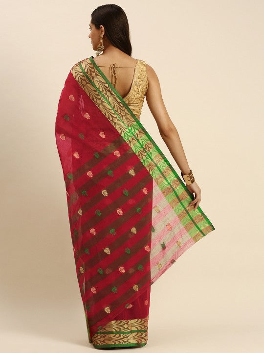 DESH BIDESH Woven Design Pure Cotton Taant Saree
