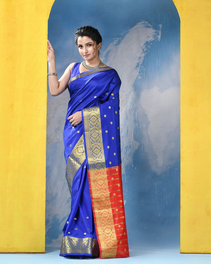 DESH BIDESH Traditional Woven Zari Kanjeevaram Saree with Rich Pallu for Women
