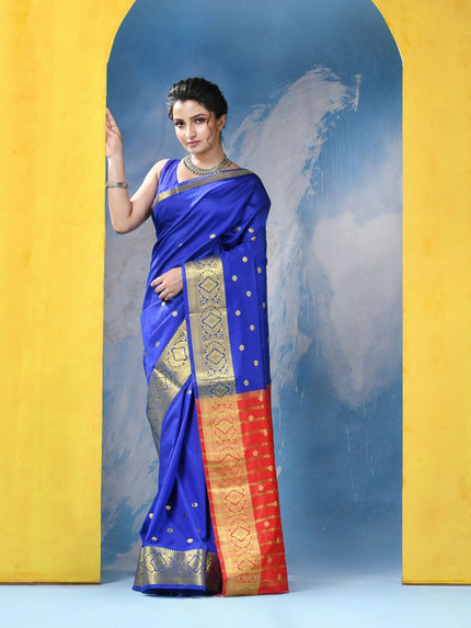 DESH BIDESH Traditional Woven Zari Kanjeevaram Saree with Rich Pallu for Women