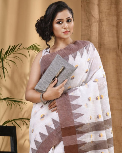 DESH BIDESH Woven Design Pure Cotton Taant Saree