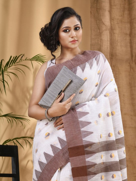 DESH BIDESH Woven Design Pure Cotton Taant Saree