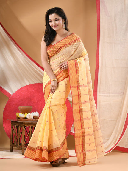 DESH BIDESH Ethnic Motifs Printed Zari Pure Cotton Jamdani Saree