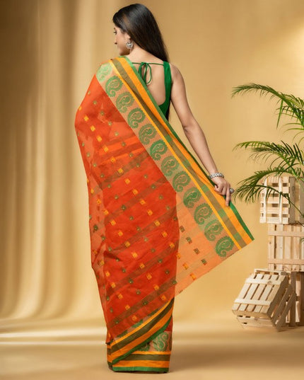 DESH BIDESH Paisley Woven Design Cotton Taant Saree