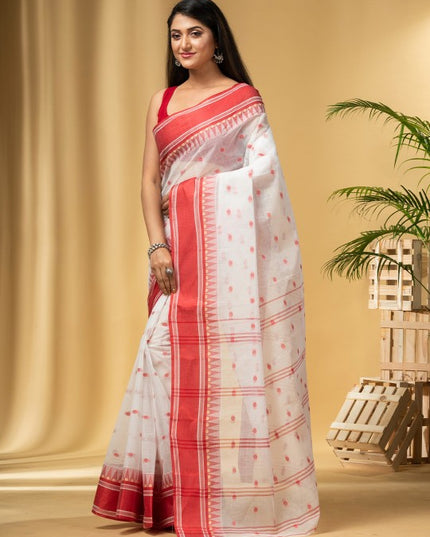 DESH BIDESH Elegant Polka Dots Woven Design Saree for Women