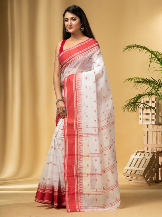 DESH BIDESH Elegant Polka Dots Woven Design Saree for Women