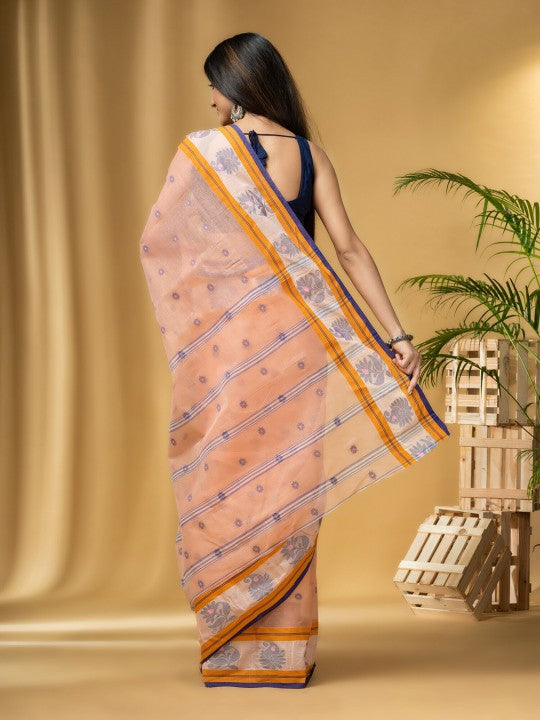 DESH BIDESH Ethnic Motifs Woven Design Pure Cotton Taant Saree